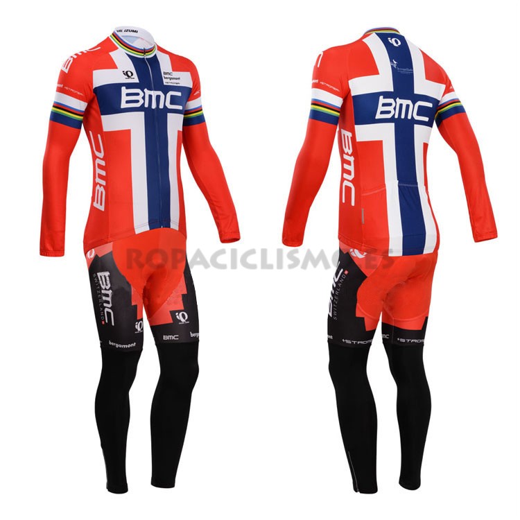 2014 Maillot Bmc mangas largas blanco rojo